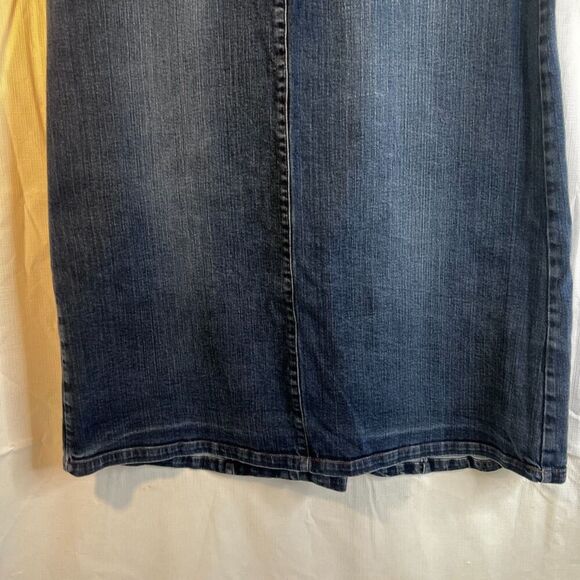 Christopher & Banks Stretch Denim Skirt Dark Wash Aline Maxi Size 6 Boho - Picture 8 of 10